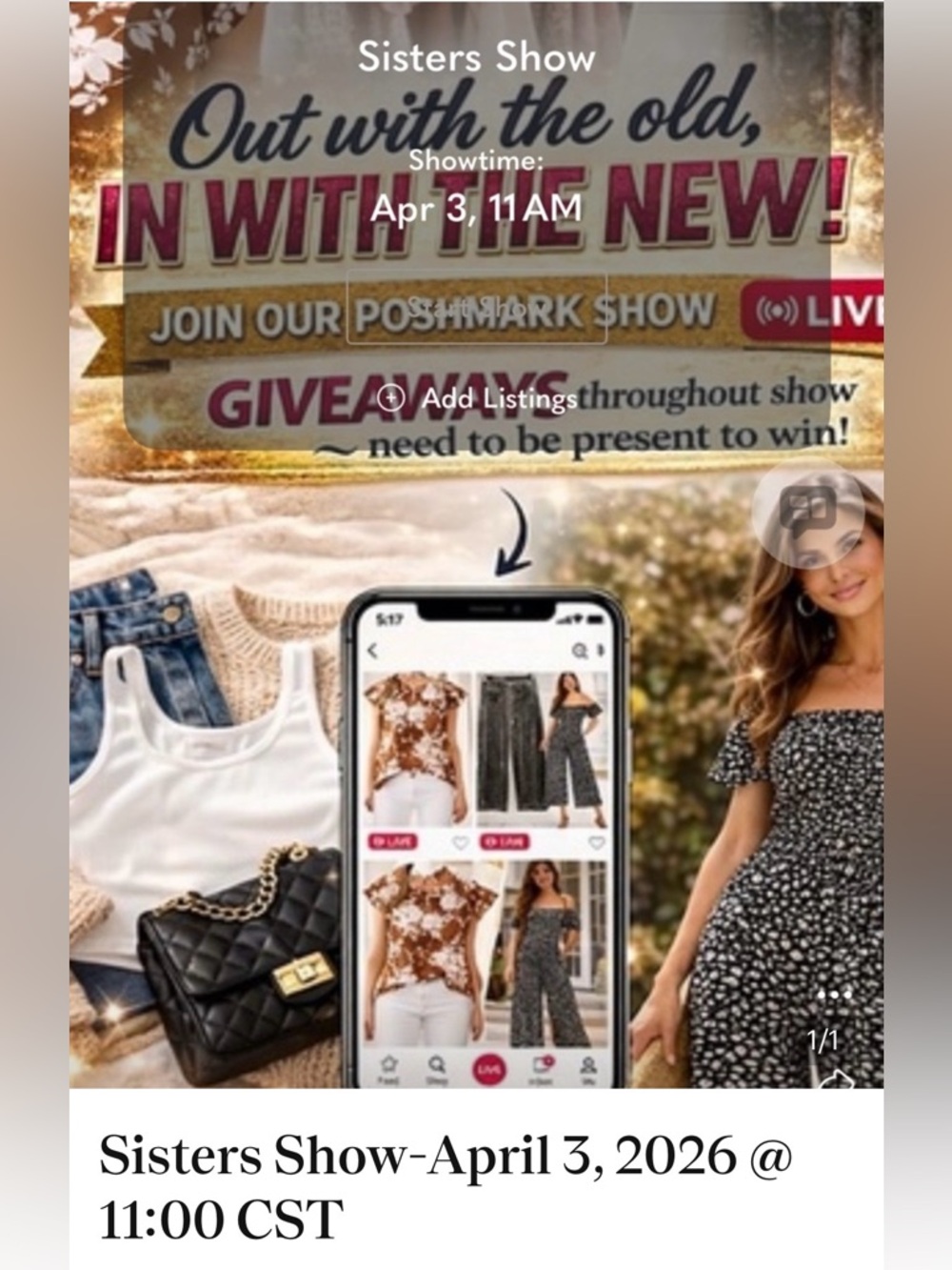 LIVE SHOW Out with the Old in with the New SISTER SHOW Friday 4/3/26 12:00PM EST